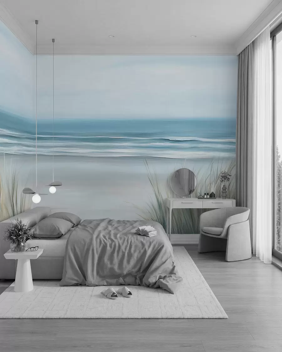 murais de parede Paisagem com uma praia selvagem ao estilo de uma pintura a óleo w02869