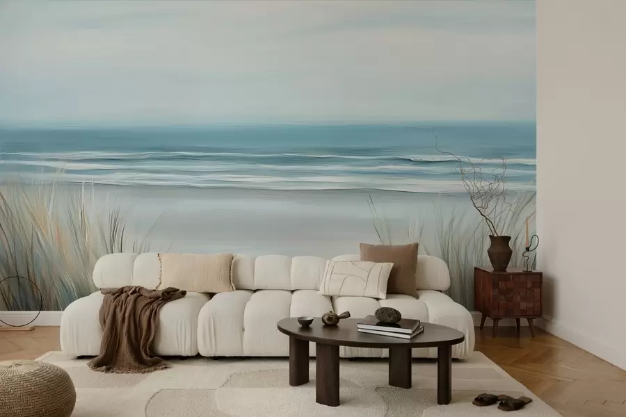 murais de parede Paisagem com uma praia selvagem ao estilo de uma pintura a óleo w02869