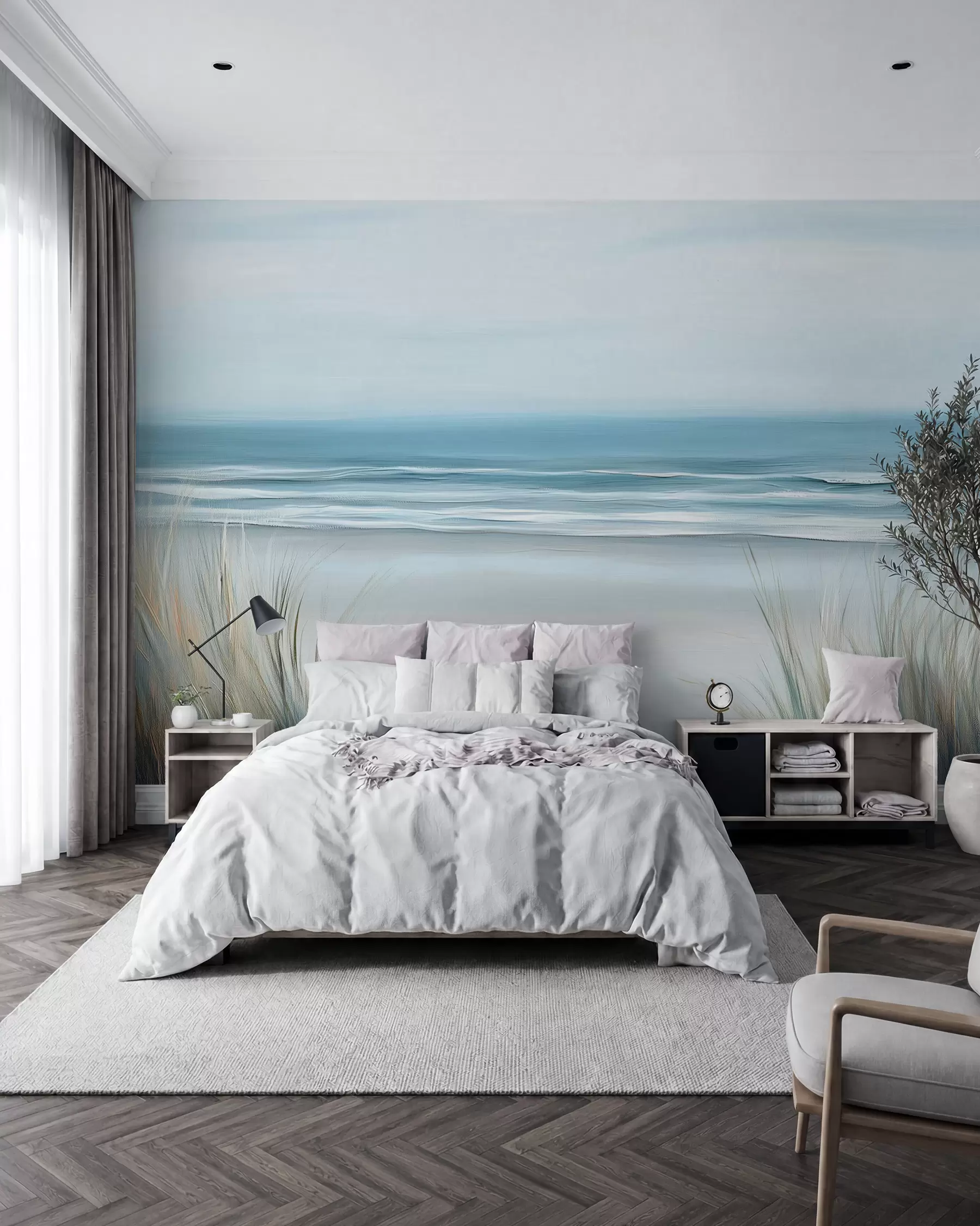 murais de parede Paisagem com uma praia selvagem ao estilo de uma pintura a óleo w02869