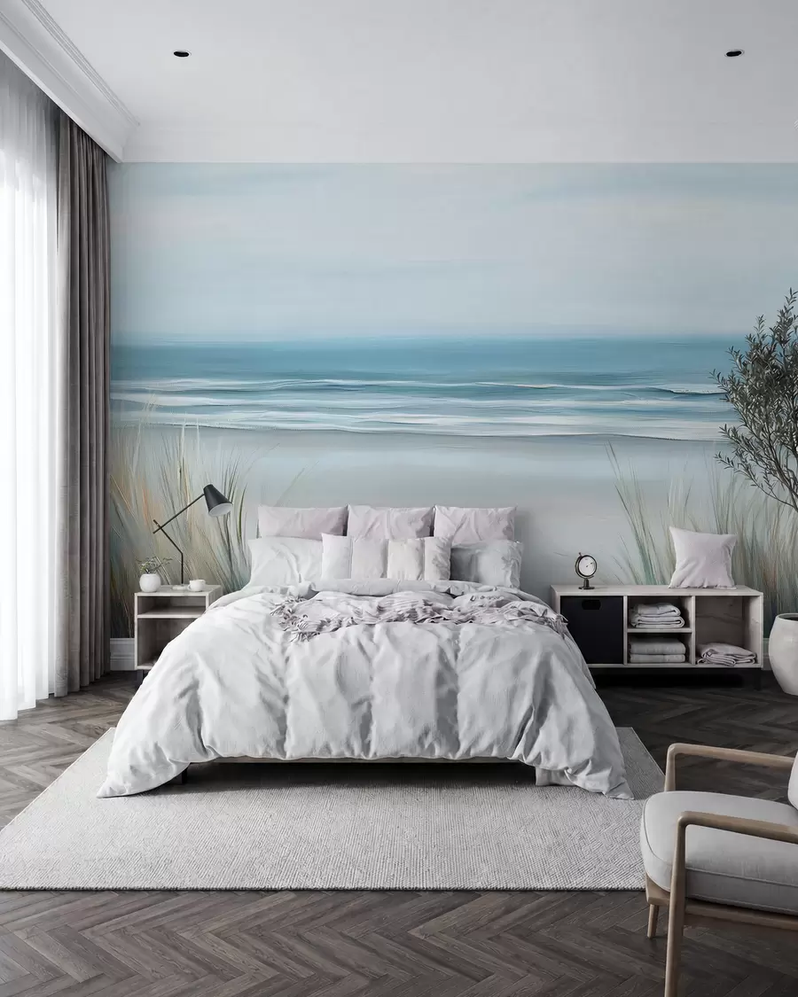 murais de parede Paisagem com uma praia selvagem ao estilo de uma pintura a óleo w02869