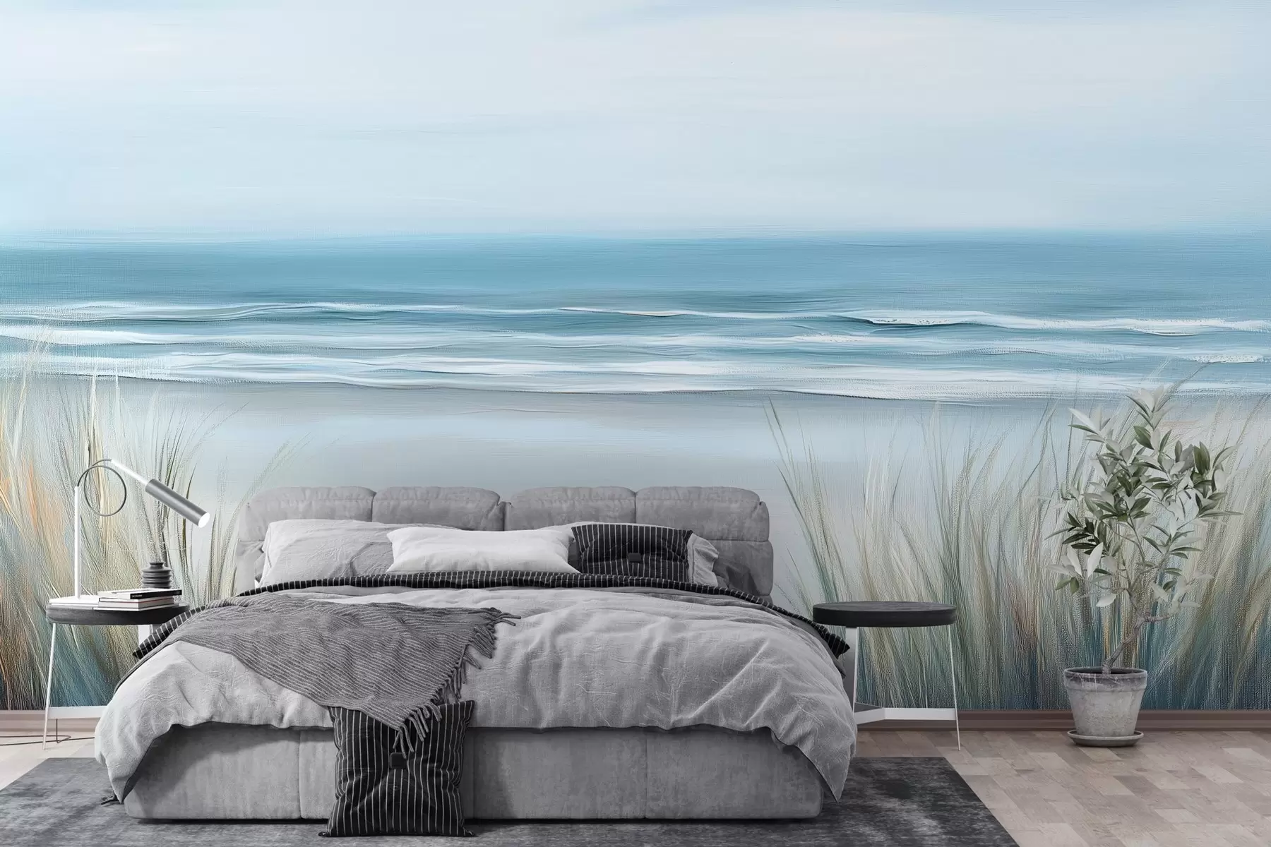 murais de parede Paisagem com uma praia selvagem ao estilo de uma pintura a óleo w02869