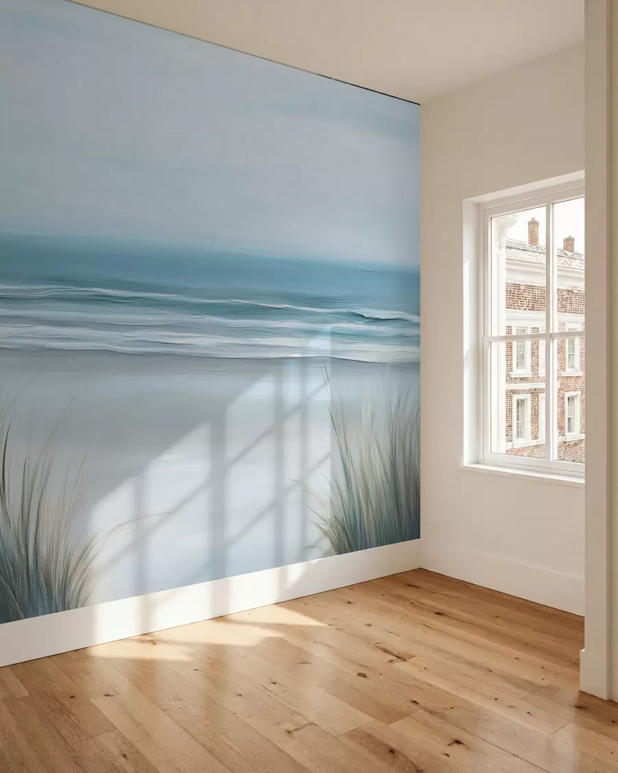 murais de parede Paisagem com uma praia selvagem ao estilo de uma pintura a óleo w02869
