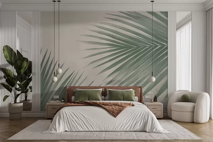 murais de parede Folhas de palmeira abstractas verdes w08653