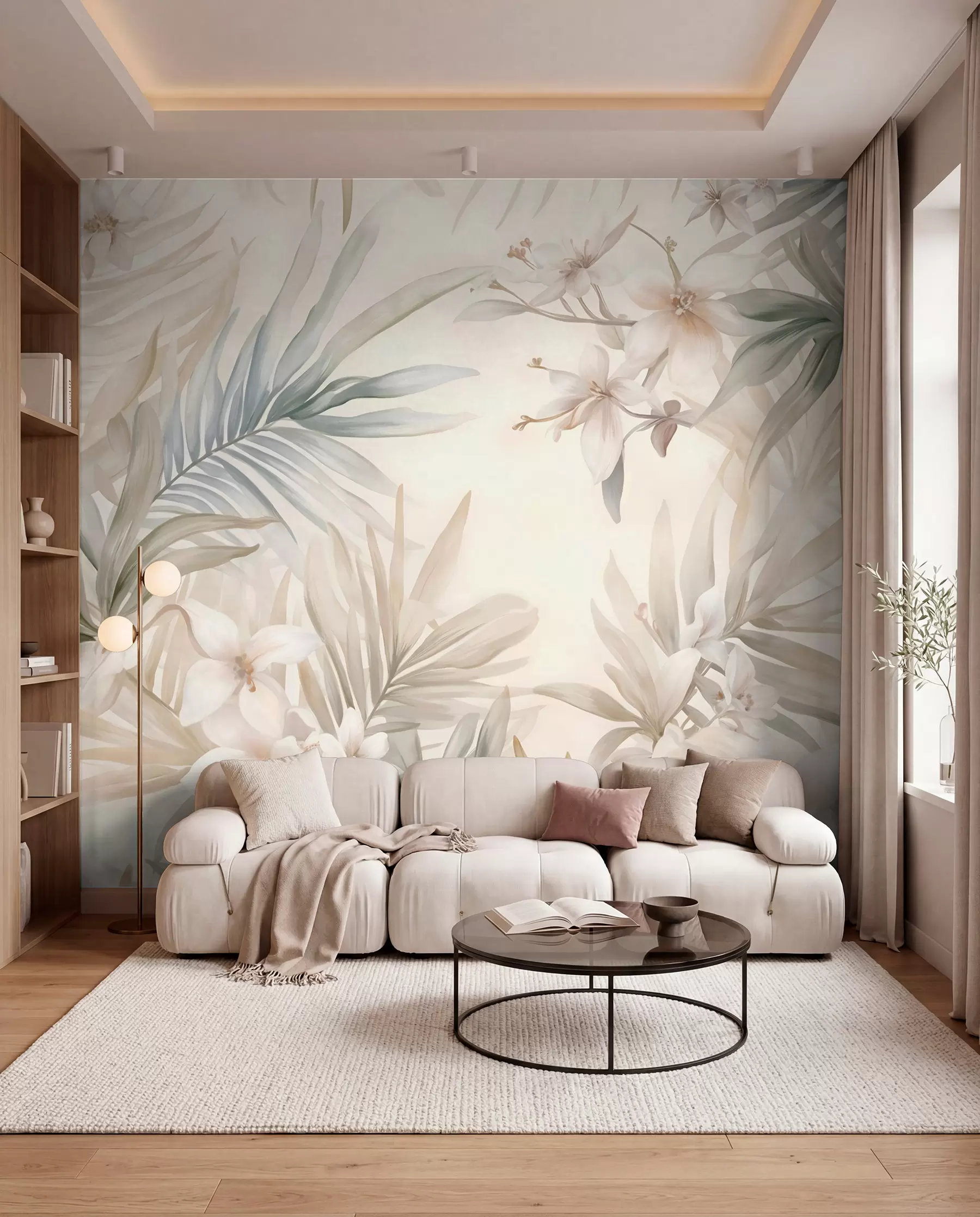 murais de parede Folhas tropicais em pastel w08660