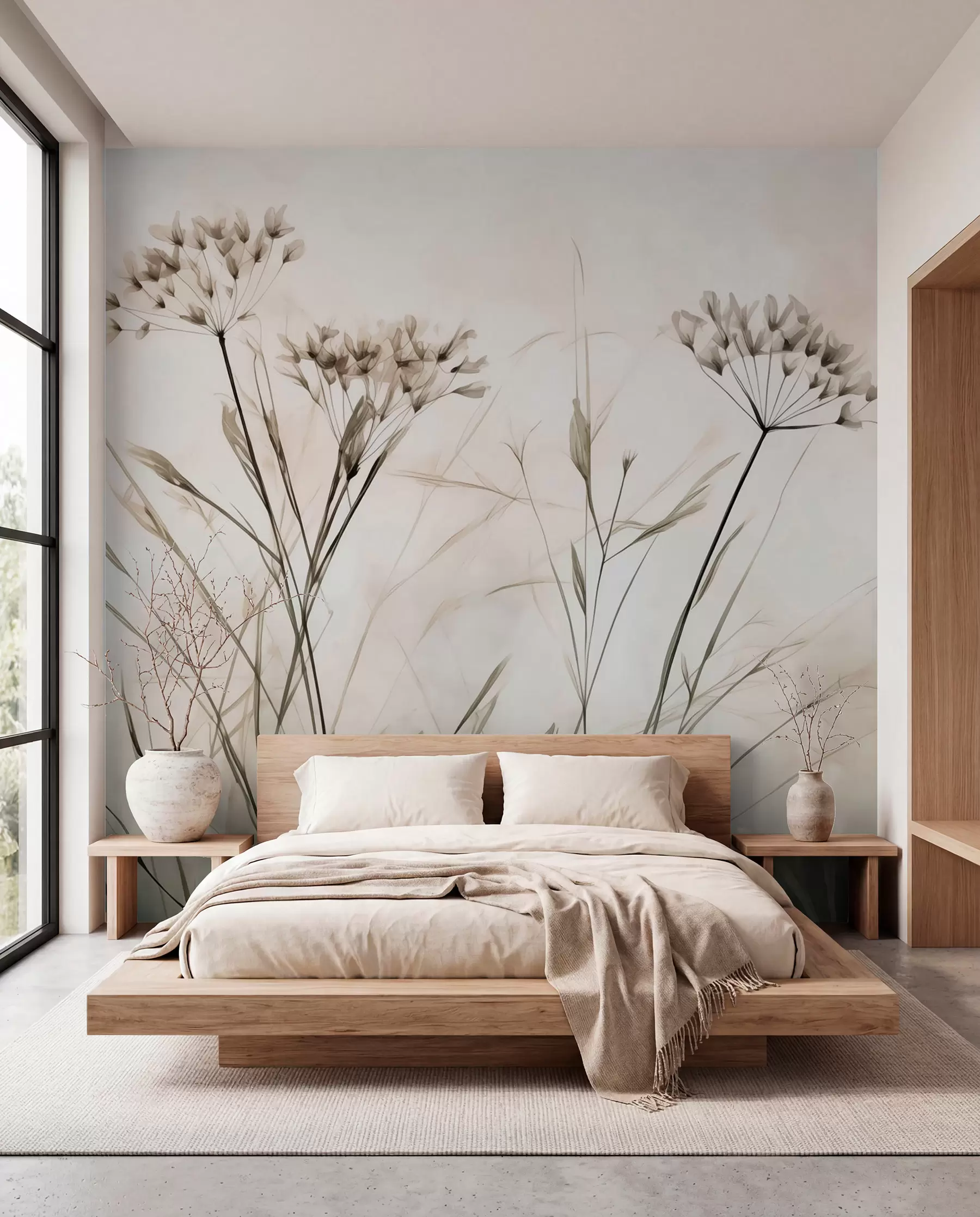 murais de parede Ervas em estilo aguarela desfocado w02920