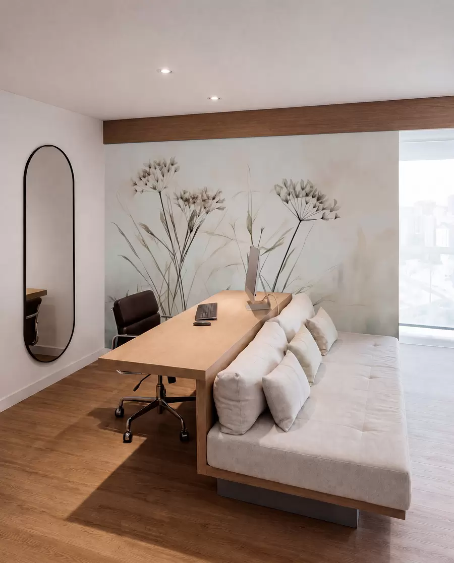murais de parede Ervas em estilo aguarela desfocado w02920