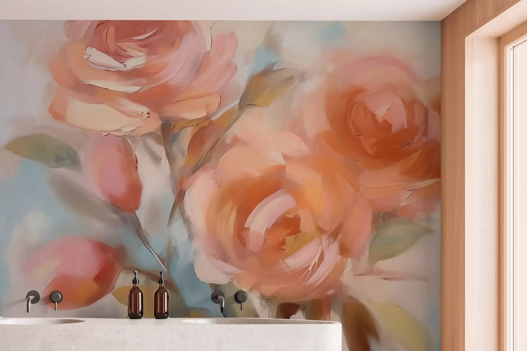 murais de parede Pintura de imitação abstrata de rosas w02923