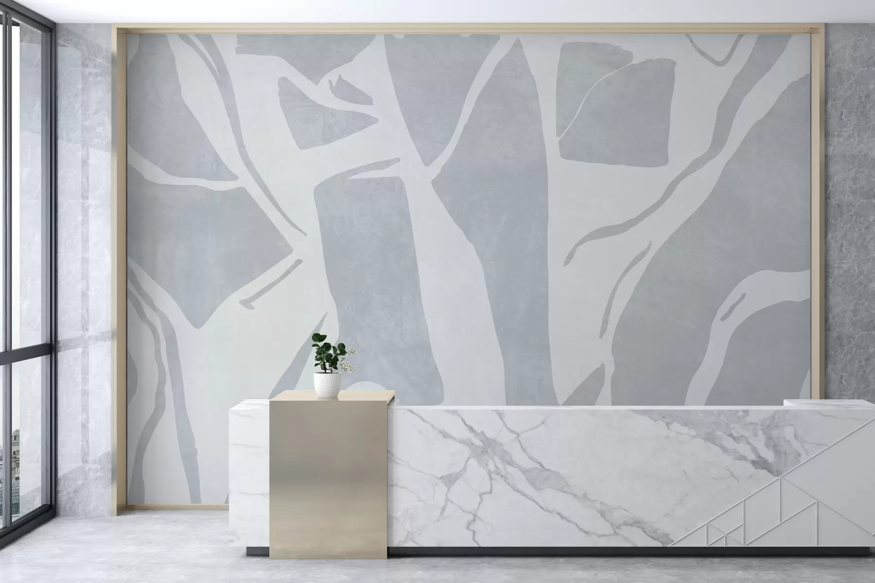 murais de parede Papel de parede geométrico abstrato grunge na cor azul w02917v1