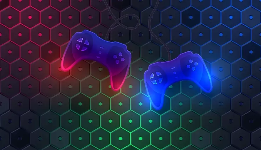 murais de parede Papel de parede de jogos com joysticks em cores escuras w02904