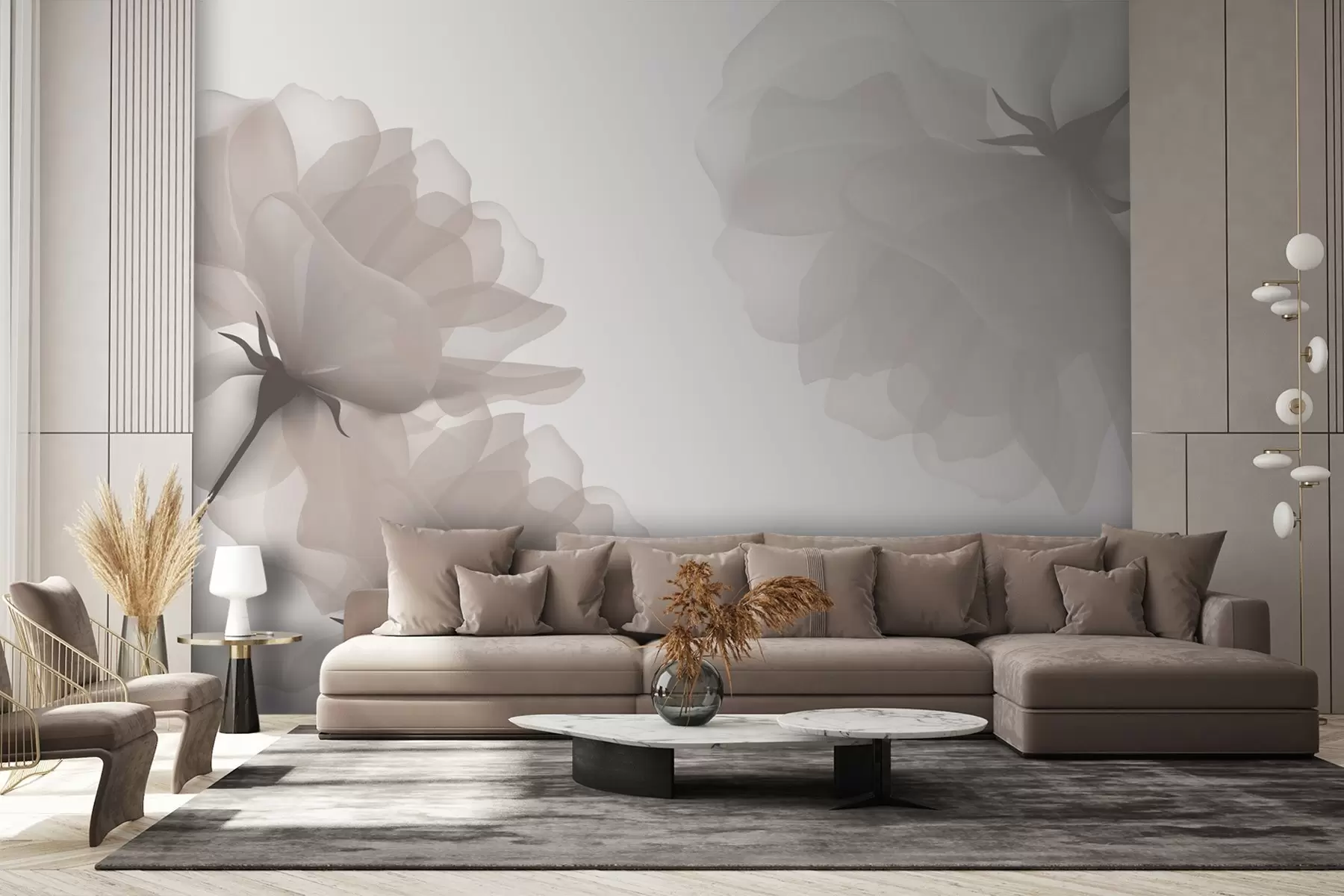 murais de parede Flores grandes e delicadas w02967