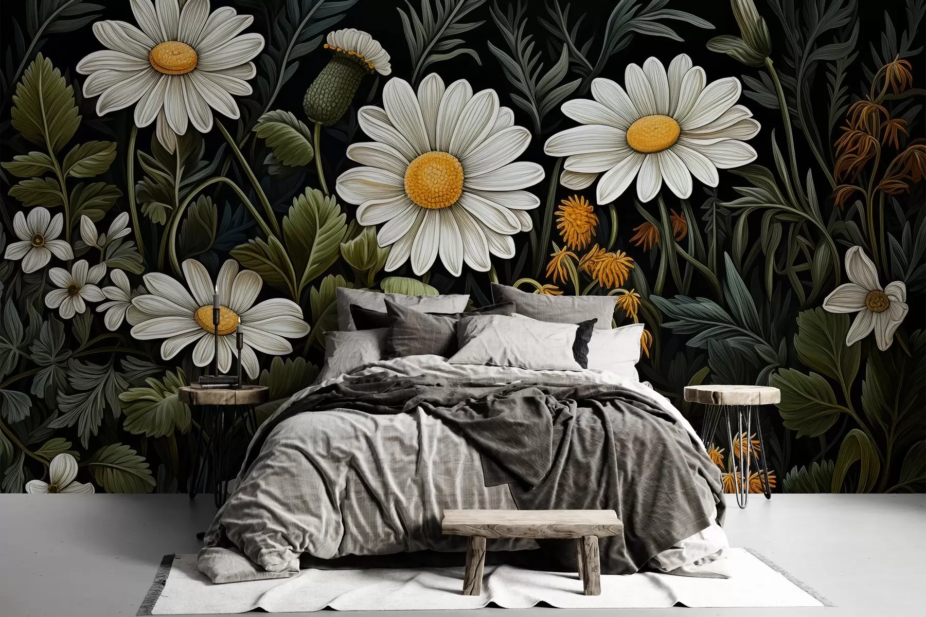 murais de parede Jardim pintado de margaridas w02980