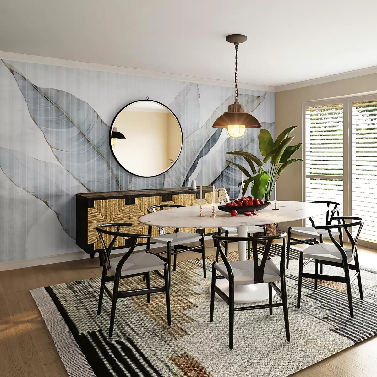 murais de parede Folhas grandes na parede w02982