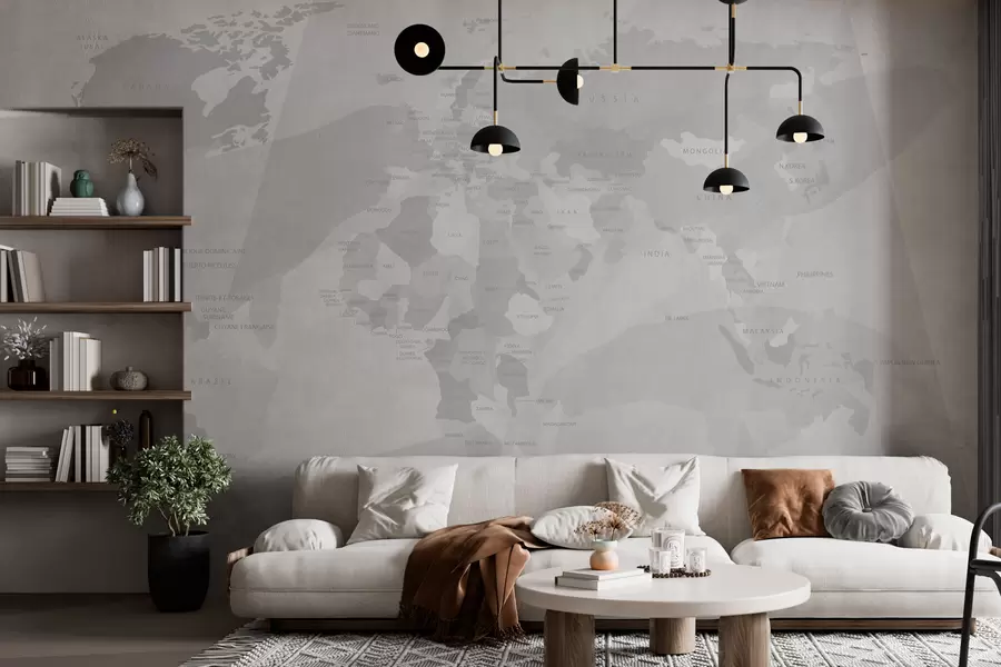 murais de parede Baleias de geometria do mapa-mundo w03007v1