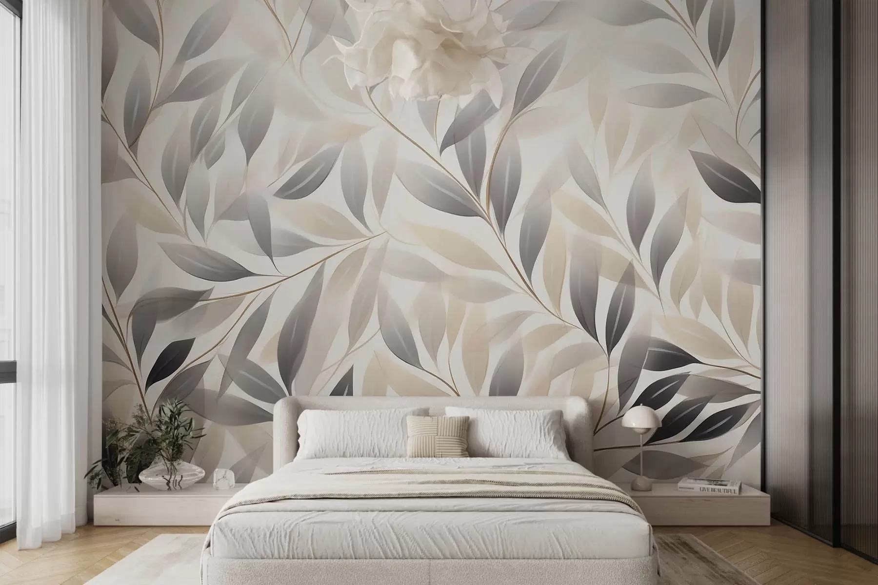 murais de parede Ramos de aguarela sobre fundo claro w08729