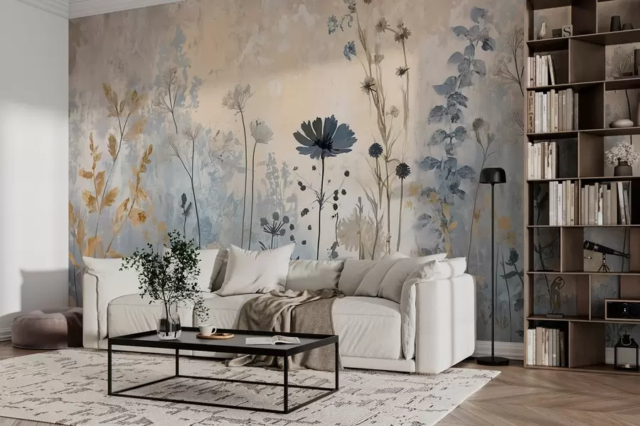 murais de parede Flores silvestres de forma abstrata w03022