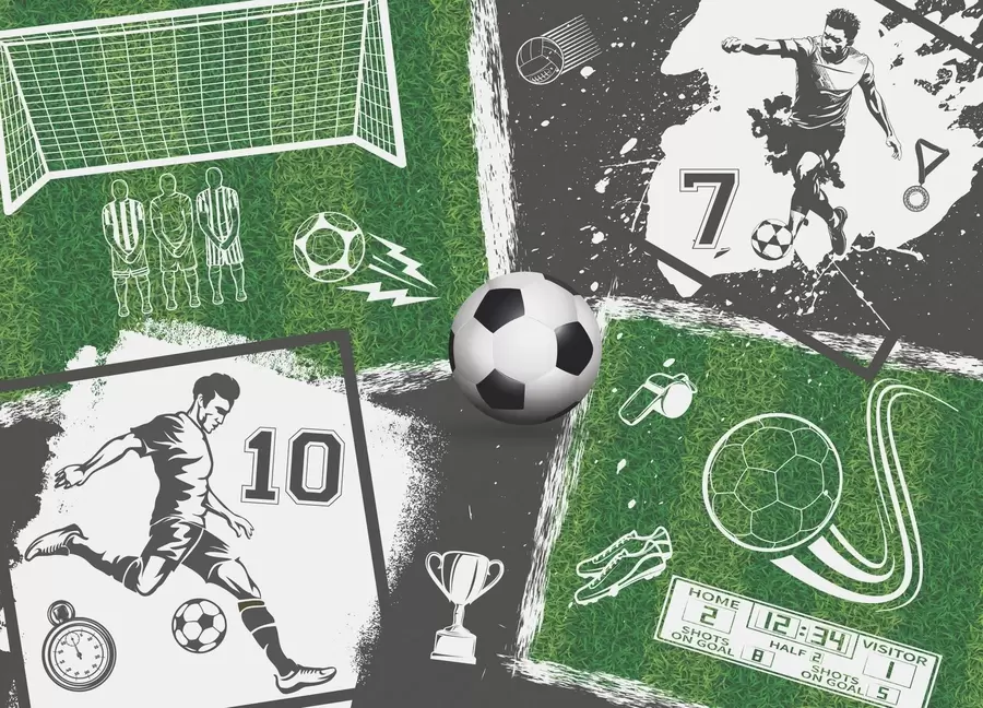 murais de parede Jogadores de futebol, bola e campo w03121