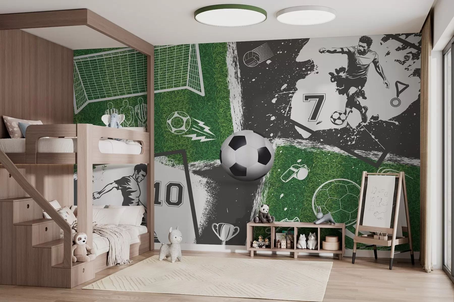 murais de parede Jogadores de futebol, bola e campo w03121