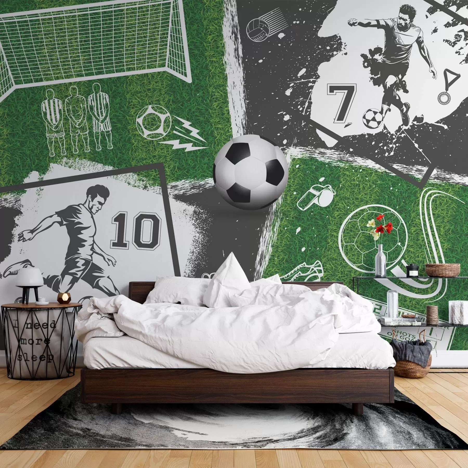 murais de parede Jogadores de futebol, bola e campo w03121