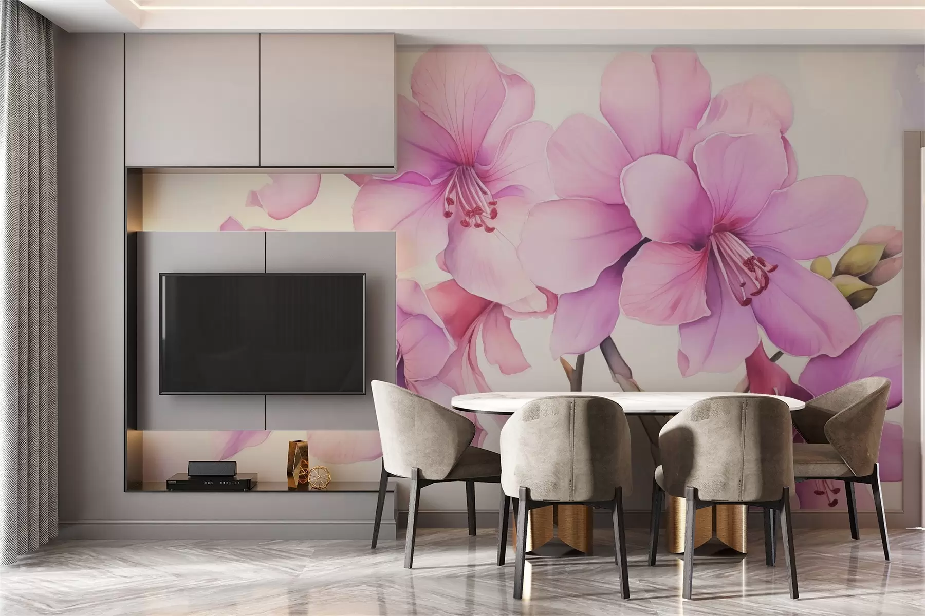 murais de parede Flores delicadas imitação de aguarela w03172