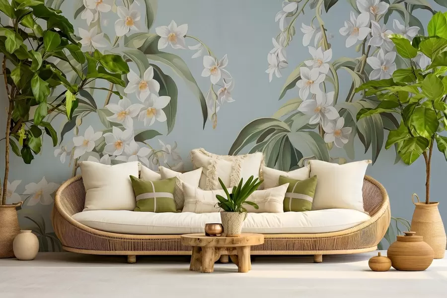 murais de parede Ramos floridos desenhados w03204