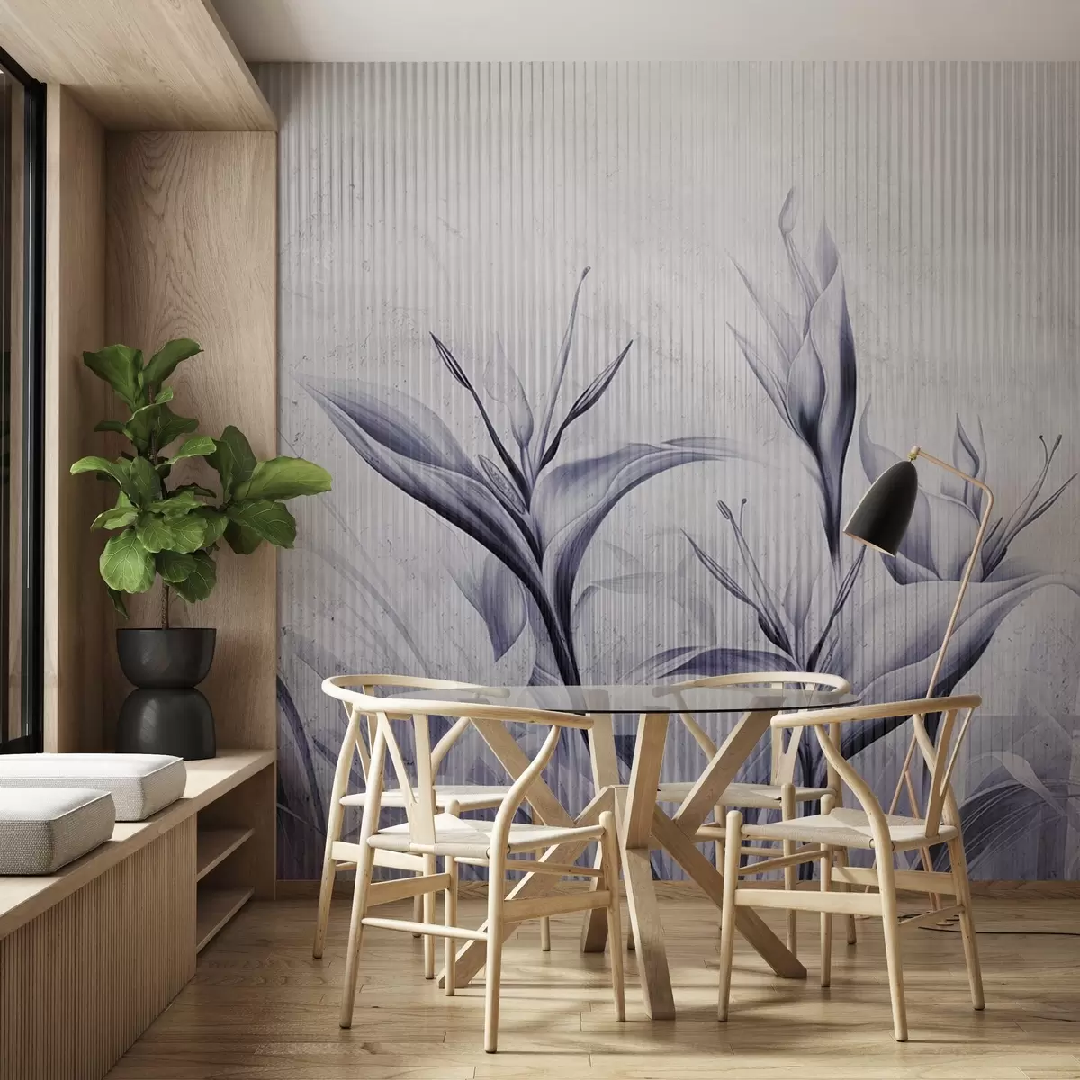 murais de parede Folhas em estilo art nouveau w03212v4