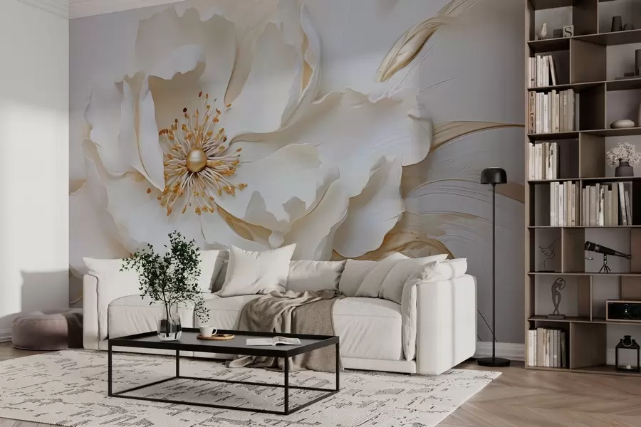 murais de parede Flor delicada em estilo baixo-relevo w03249