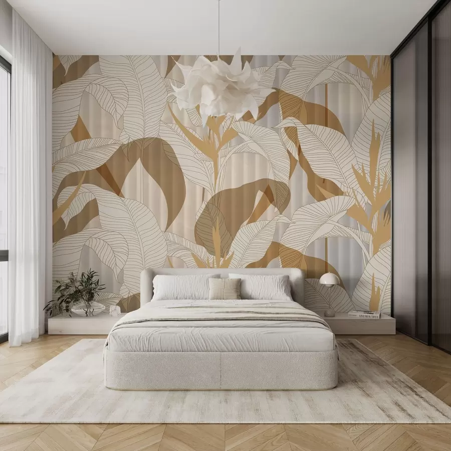 murais de parede Folhas grandes e largas em tons coloridos w03254
