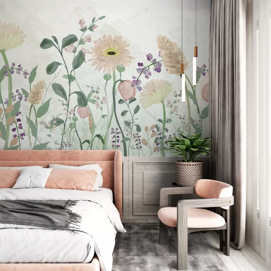 murais de parede Uma sinfonia de aguarelas em flor w03255v1