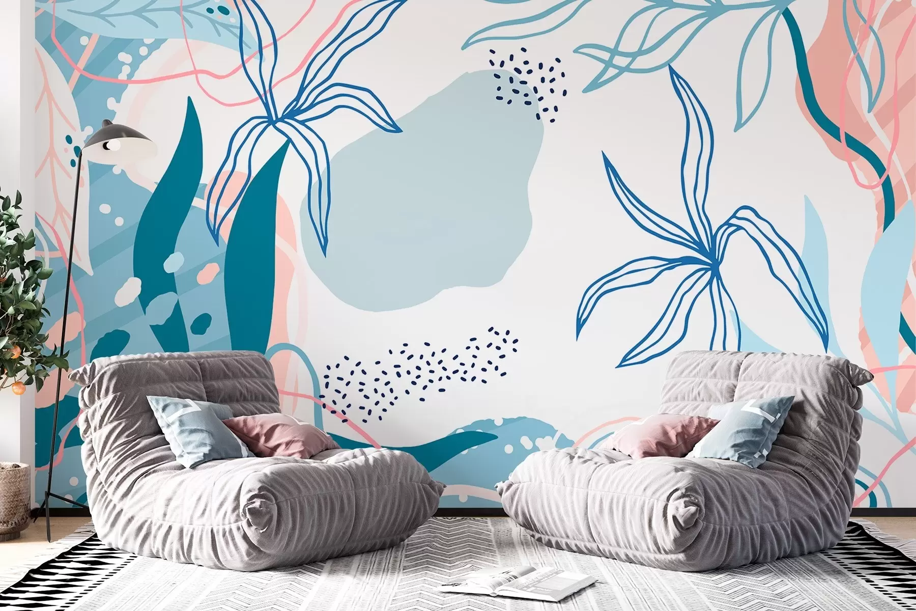 murais de parede Motivo botânico abstrato w03272