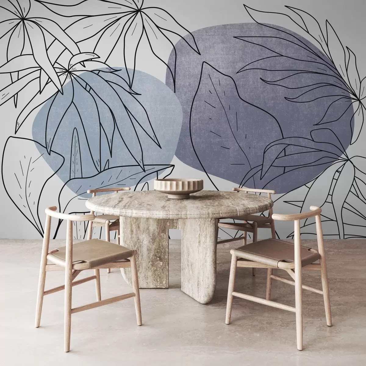 murais de parede Plantas em linhas sobre um fundo de manchas w03278v1