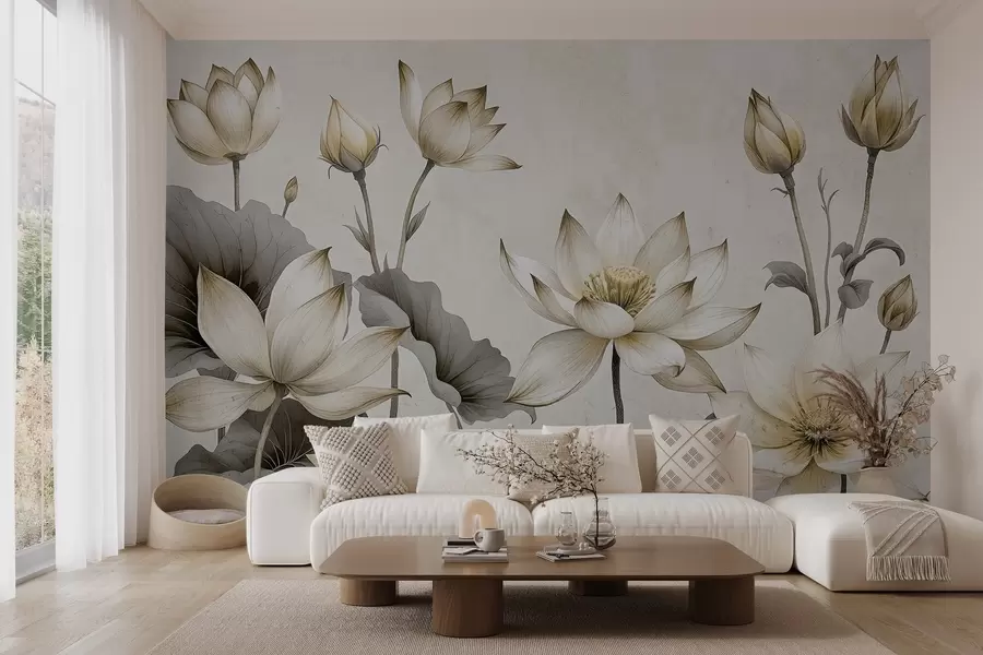 murais de parede Lótus pintados w03332