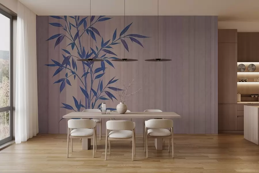 murais de parede Bambu pintado sobre um fundo grunge w03337