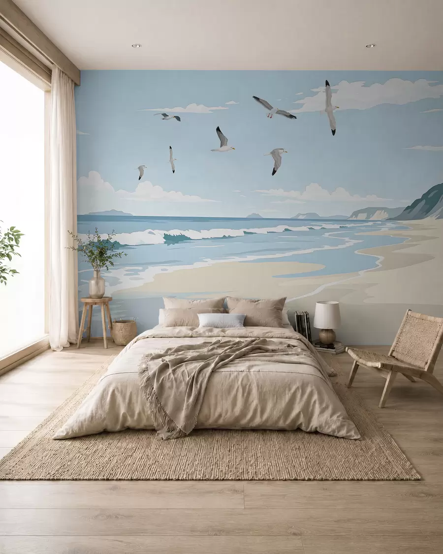 murais de parede Paisagem marítima pintada com tinta a óleo w03338