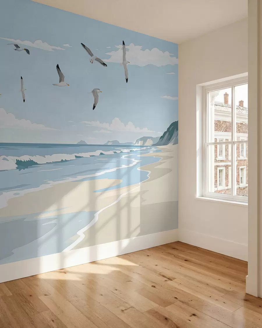 murais de parede Paisagem marítima pintada com tinta a óleo w03338