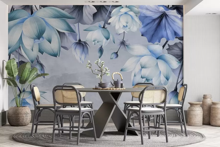 murais de parede Um exuberante ramo de lótus pendurado no alto w03340v1