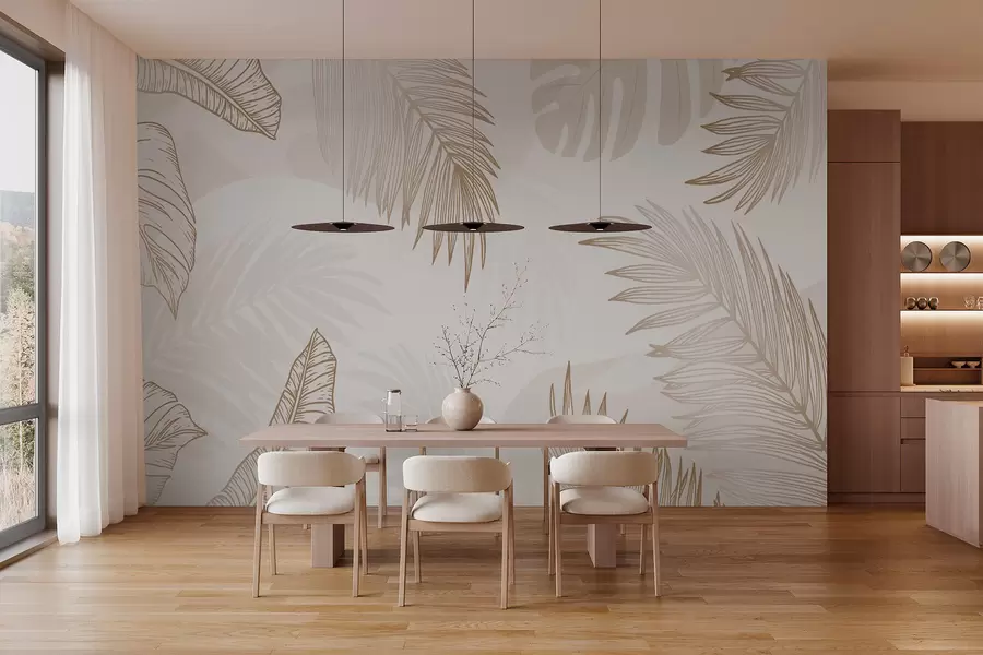 murais de parede Folhas tropicais em estilo gráfico w03260