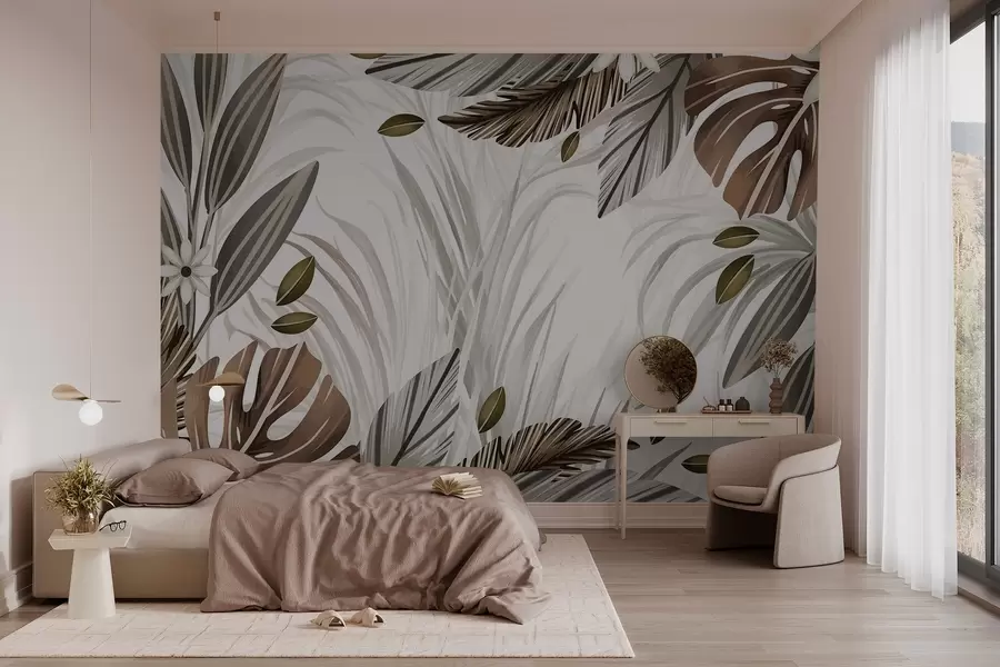 murais de parede Vegetação tropical em tons naturais w03261