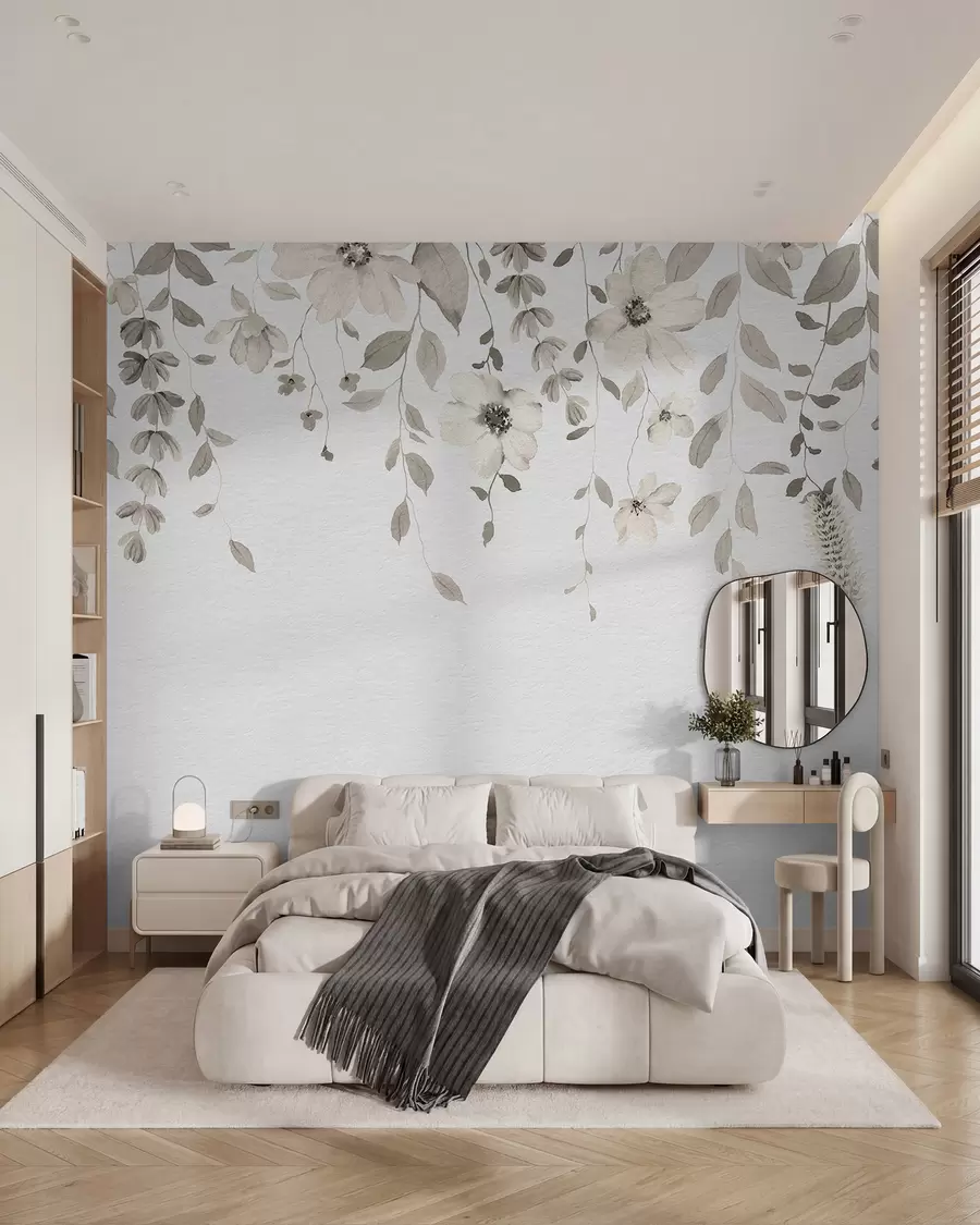 murais de parede Flores e folhas de aguarela penduradas w03315v1