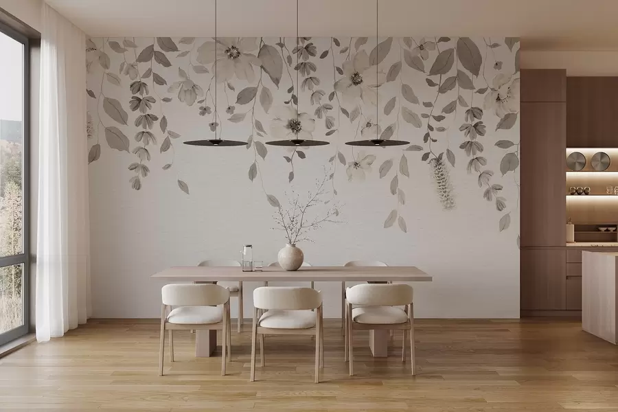 murais de parede Flores e folhas de aguarela penduradas w03315v1