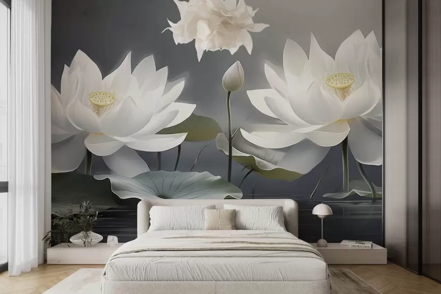 murais de parede Duas grandes flores de lótus w08906