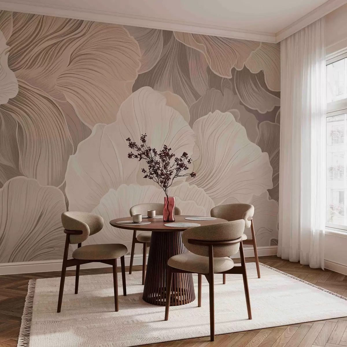 murais de parede Pétalas de flores delicadas e modernas em tons pastel w03385
