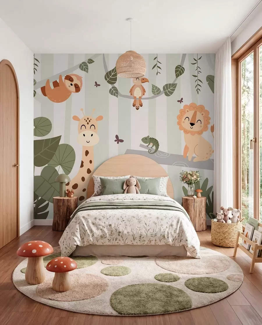 murais de parede Paisagem com animais tropicais w03376