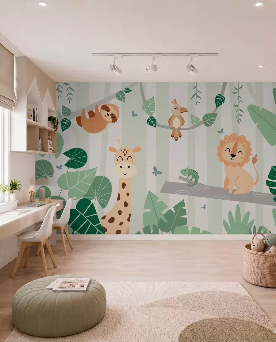 murais de parede Paisagem com animais tropicais w03376v1