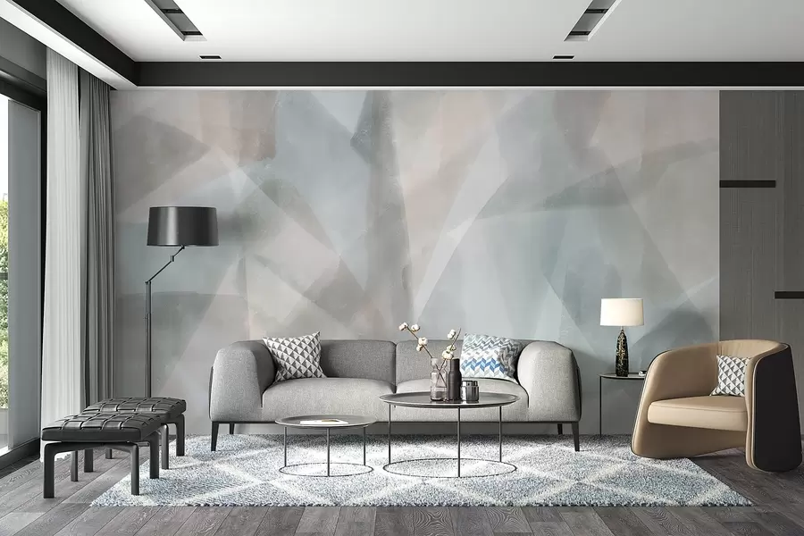 murais de parede Formas geométricas abstractas com um efeito de aguarela, cores pastel suaves w08919