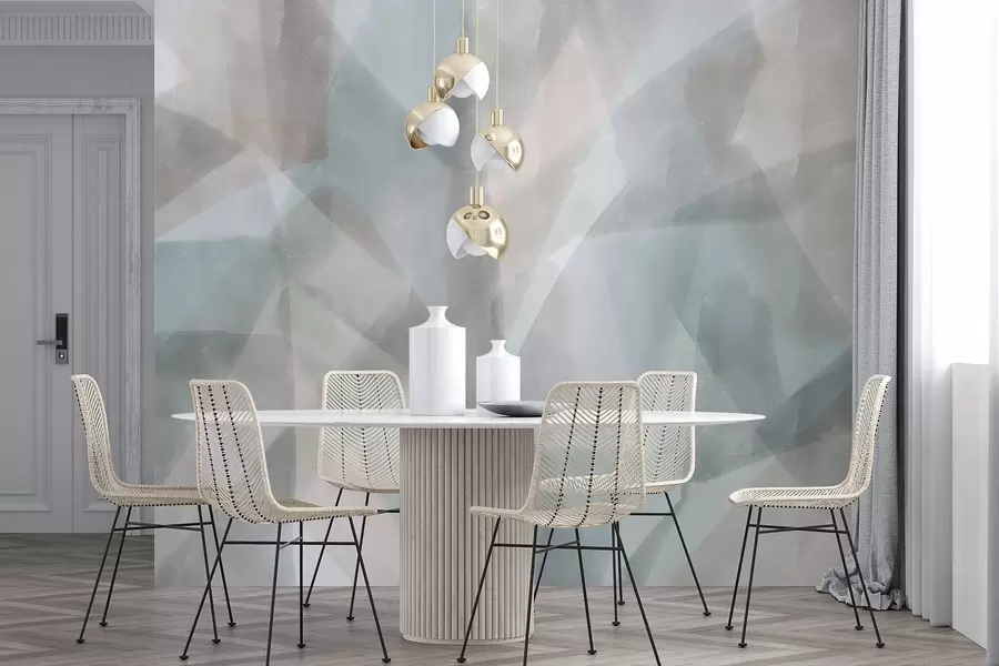 murais de parede Formas geométricas abstractas com um efeito de aguarela, cores pastel suaves w08919