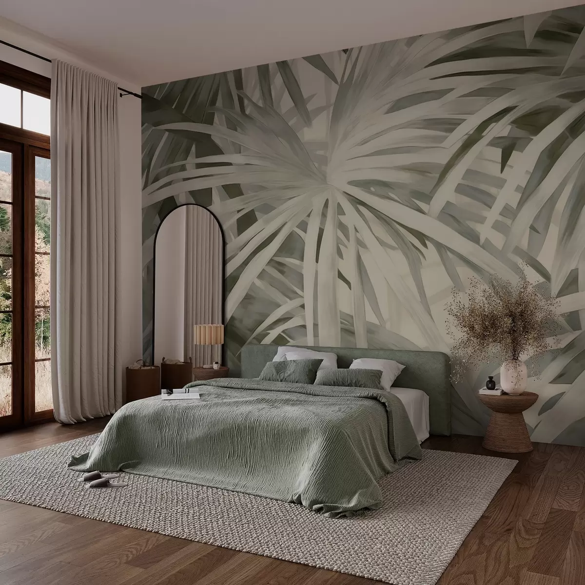 murais de parede Pintura de imitação de folhas tropicais w03413