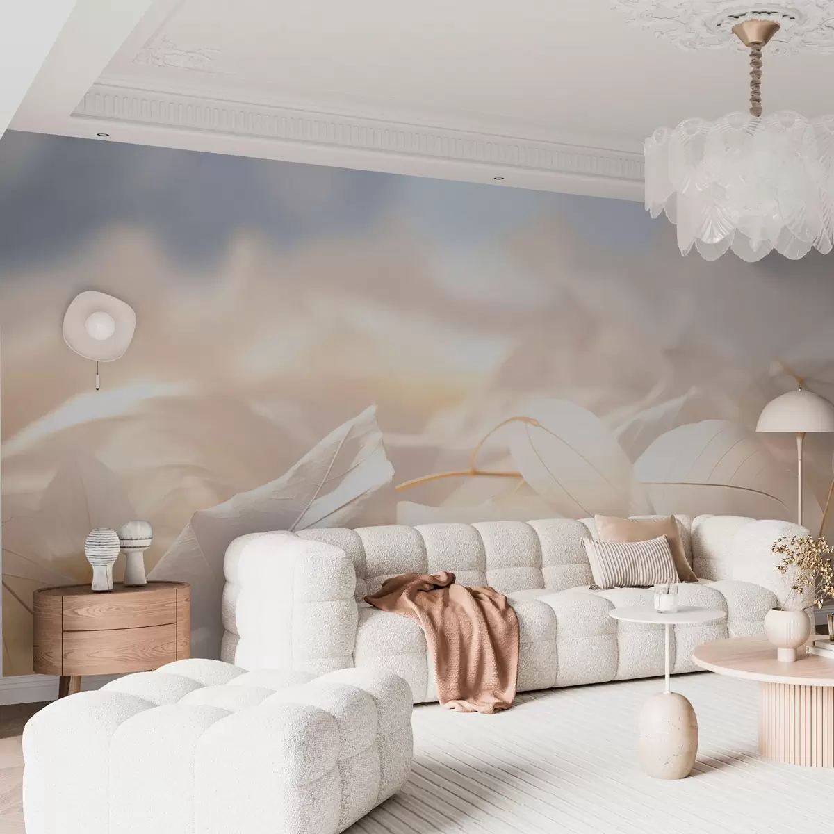 murais de parede Folhagem delicada em tons pastel w03437