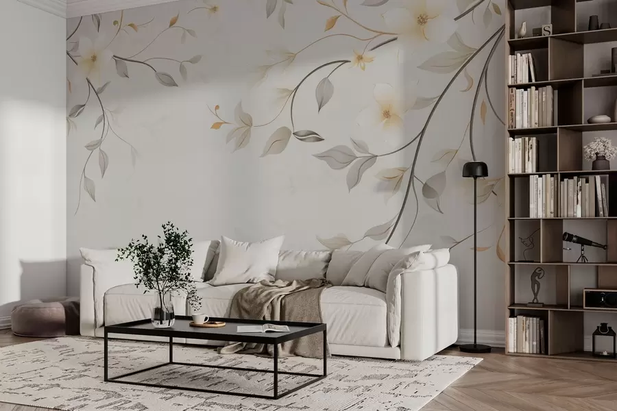 murais de parede Ramos pendentes com flores e folhas w03439