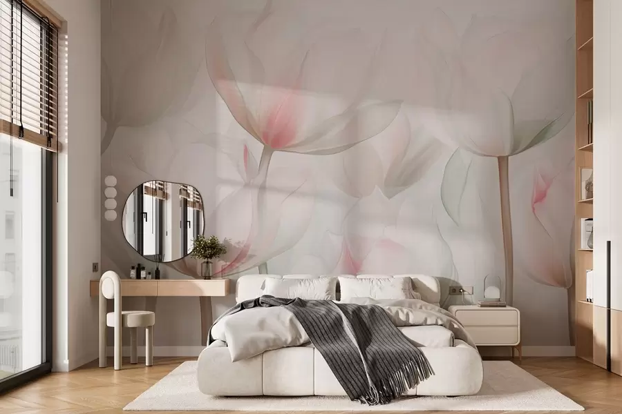 murais de parede Delicadas tulipas em tons pastel w03442v1