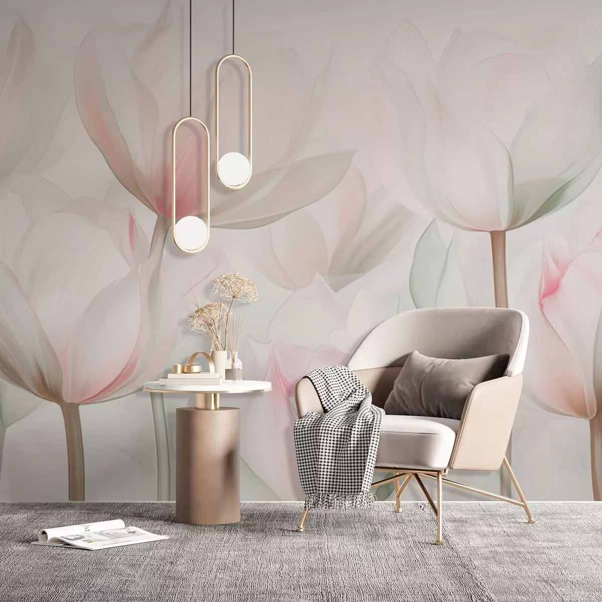 murais de parede Delicadas tulipas em tons pastel w03442v1